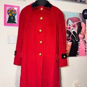 VINTAGE 80s ALORNA “SUPER FINA” RED WOOL COAT